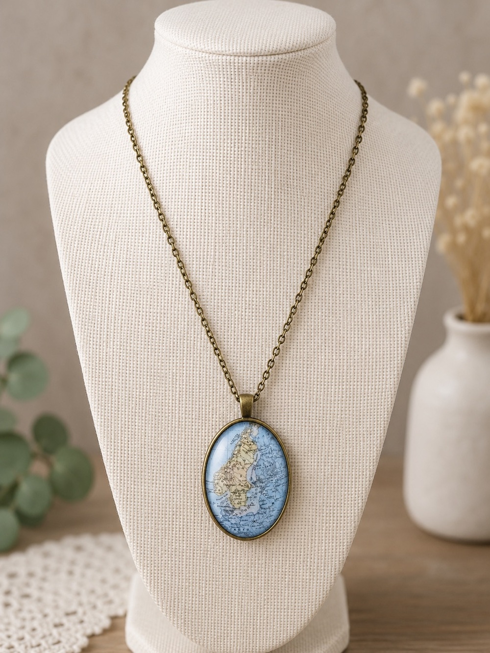 Handmade Map Keychain Pendant Necklace
